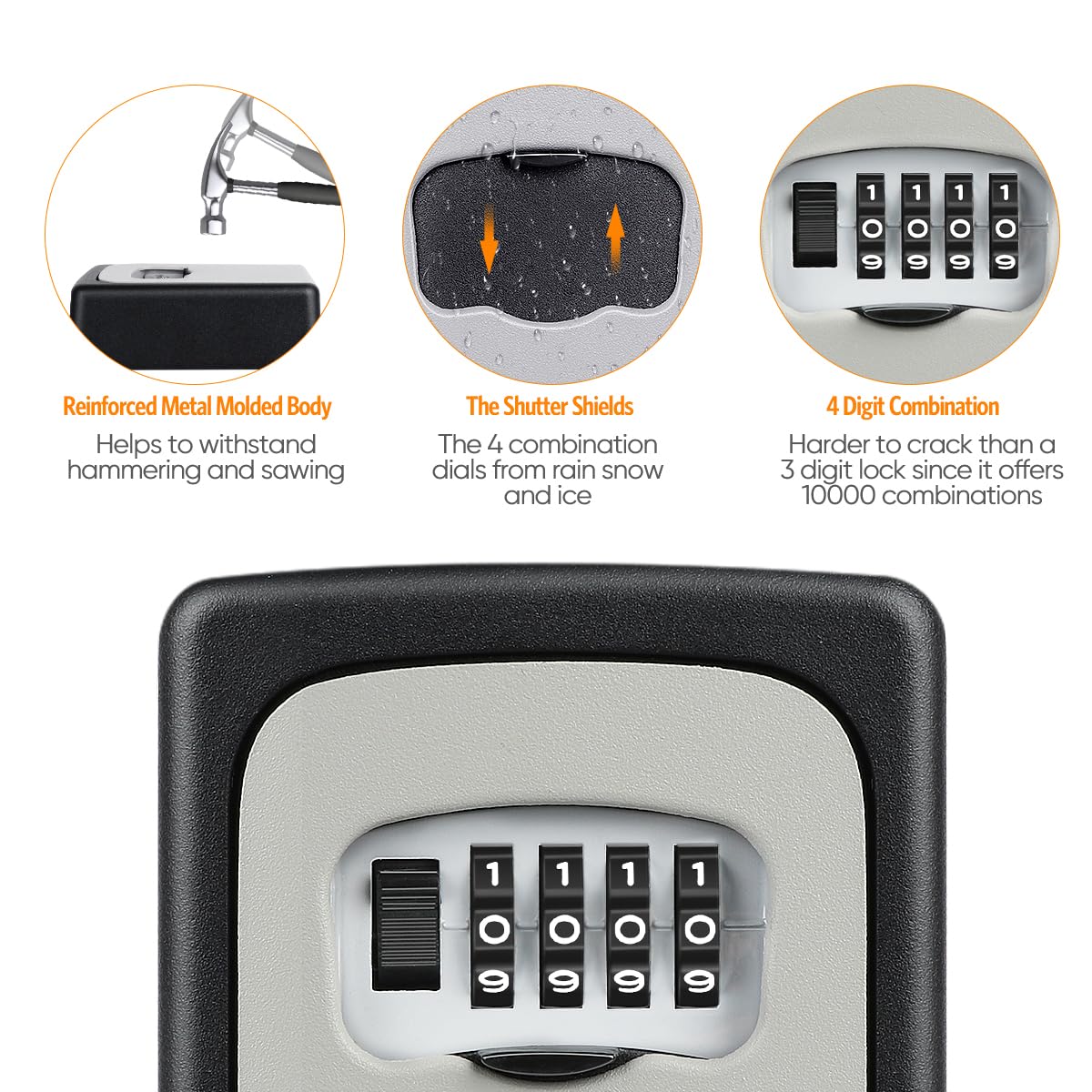 Amazon.com: Key Lock Box Wall Mounted, Fayleeko 4 Digit